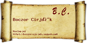 Boczor Cirjék névjegykártya